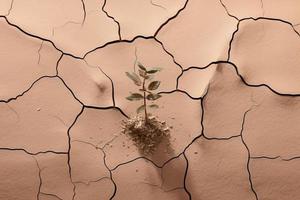 Plant in a desert - New life concept for the planet photo