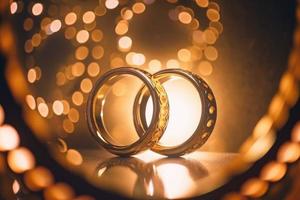 Isolated wedding rings on luxurious background photo