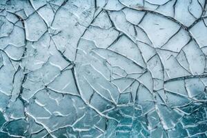 Illustration of a close-up view of cracked glass with shattered patterns created with technology photo