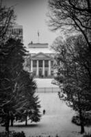 winter view of Belweder Palace in Warsaw in Poland, frosty winter snow day photo