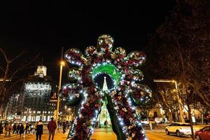 original Christmas illumination at night in the spanish city of Zaragoza photo