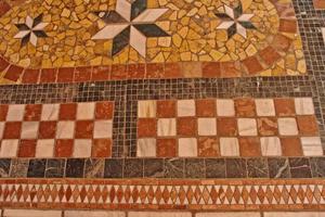 nteresting original Spanish style mosaic floor in a building photo