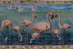 original townhouse with pink flamingos in Calpe, landmark Spain photo