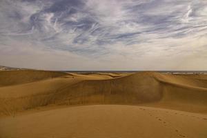 summer desert landscape on a warm sunny day from Maspalomas dunes on the Spanish island of Gran Canaria photo