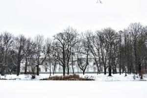 park  in Warsaw Poland on a snowy winter day photo