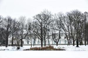 park  in Warsaw Poland on a snowy winter day photo