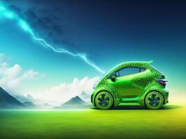 Modern electric car that respects the environment of the planet, photo