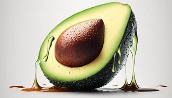 Illustration of a avocado with oil on white background, photo