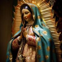 A statue of the virgin mary created with technology photo