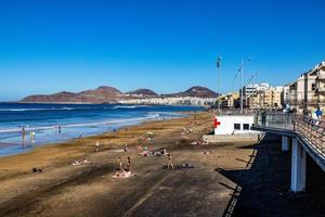 warm beach landscape in the capital on the Spanish Canary Island Gran Canaria on a clear day photo