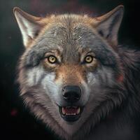 illustration of a wolf portrait made with photo