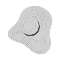 Contour drawing of a summer hat with wide brim and a strips around in grayscale. Day of rest. EPS vector