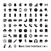 Solid User Interface Icons. Glyph Basic UI Icon Set vector