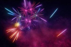 Sparkling color fireworks. photo