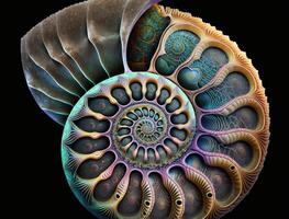 Ammonite fossil background created with technology photo