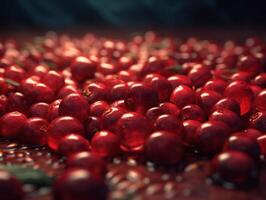 Beautiful organic background of freshly picked cranberry created with technology photo