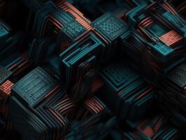 Dark abstract geometric grid pattern Seamless background created with technology photo