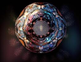 Fractal mandala Sacred geometry background created with technology photo