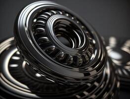 Concentric obsidian rings shapes Abstract geometric background created with technology photo