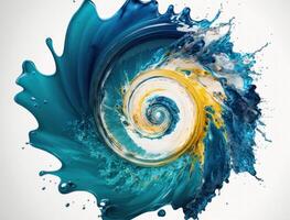 Radial spiral water splash background created with technology photo