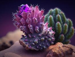 Amethyst crystal succulent hybrid created with technology photo