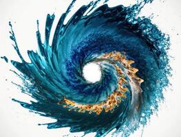 Radial spiral water splash background created with technology photo