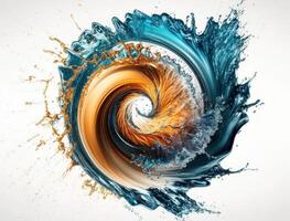 Radial spiral water splash background created with technology photo