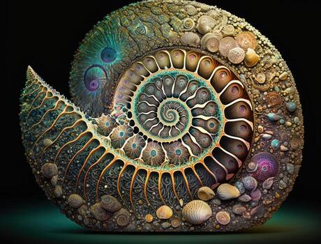 Ammonite fossil background created with technology photo
