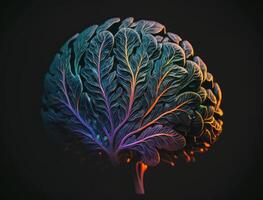 Colorful brain made by leaves background created with technology photo