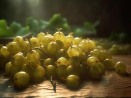 Beautiful organic background of freshly picked gooseberry created with technology photo