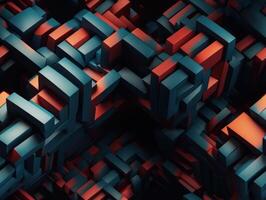 Dark abstract geometric grid pattern Seamless background created with technology photo