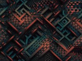 Dark abstract geometric grid pattern Seamless background created with technology photo