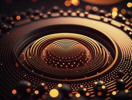 Concentric golden rings shapes Abstract geometric background created with technology photo