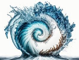 Radial spiral water splash background created with technology photo