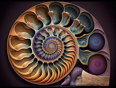 Ammonite fossil background created with technology photo