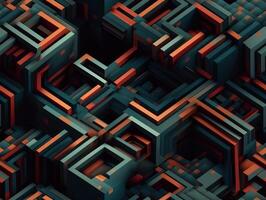 Dark abstract geometric grid pattern Seamless background created with technology photo