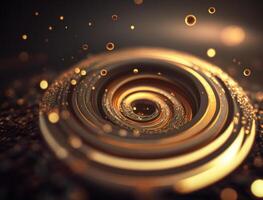 Concentric golden rings shapes Abstract geometric background created with technology photo