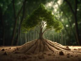 verde árbol naturaleza ecología y crecimiento concepto con Copiar espacio creado con generativo ai tecnología foto