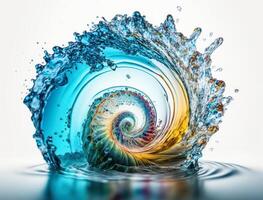 Radial spiral water splash background created with technology photo