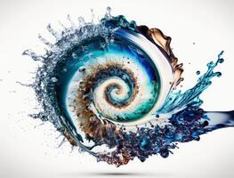 Radial spiral water splash background created with technology photo