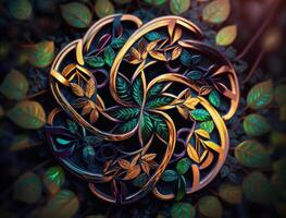 Ethnic celtic ornaments Esoteric vegetal background created with technology photo