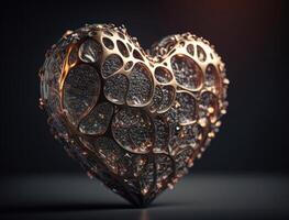 Realistic translucent heart shaped crystal zircon, natural gemstone technology photo