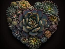 Green heart made by various succulents Environmental protection concept created with technology photo