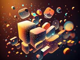 Colorful abstract geometric background with dot shapes pointillism style created with technology photo