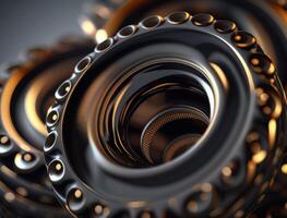 Concentric obsidian rings shapes Abstract geometric background created with technology photo