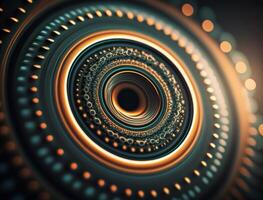 Concentric golden rings shapes Abstract geometric background created with technology photo