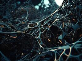 Dark black abstract background An abstract image featuring organic shapes and lines that intersect and overlap created with technology photo
