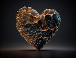 Realistic translucent heart shaped crystal zircon, natural gemstone technology photo