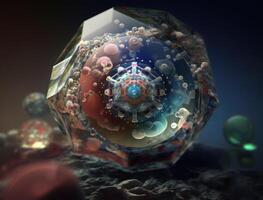 Fractal mandala Sacred geometry background created with technology photo