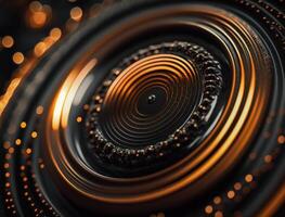 Concentric golden rings shapes Abstract geometric background created with technology photo
